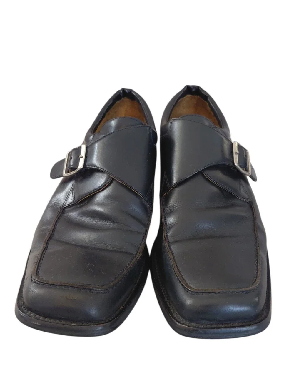 Cabke & Co. Terry Black Leather Monk Strap Dress Shoes Size 10.5